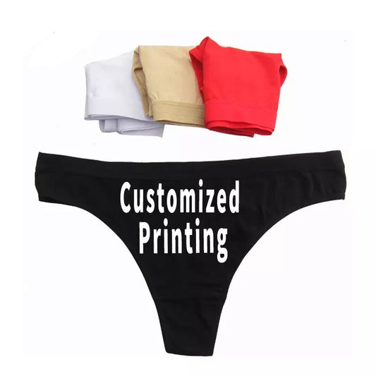Custom Thong G-string Underwear Personalized With Your Words Panties Knickers for Women Lady Cotton Breathable Lingerie Underwear Print Booty Sexy DIY Shorts
